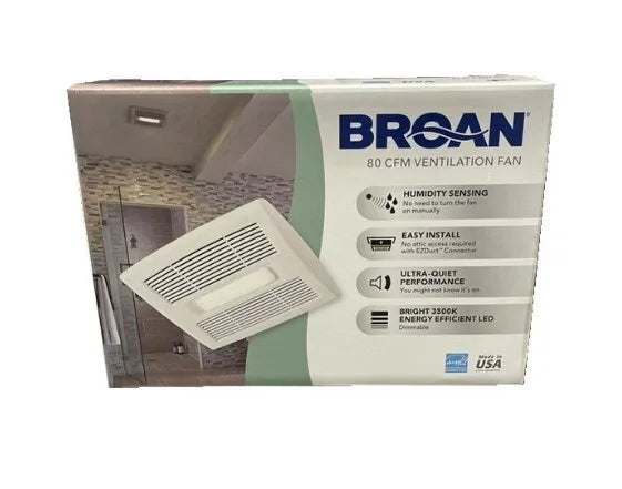 Broan 80 CFM Ventilation Fan Model: CST80SL White Brand New