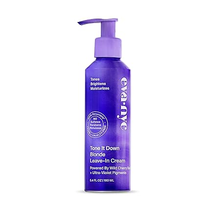 Eva NYC Tone It Down Leave-In Hair Cream, Leave In Conditioner for Blonde Hair, Vegan Hair Toner Cream, Helps Eliminate Brassy Yellow Tones, No-Rinse Toner for Blonde Hair & Colored Hair, 5.4 Fl Oz