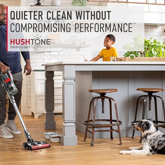 Hoover ONEPWR WindTunnel Emerge Pet+ Cordless Lightweight Stick Vacuum with All-Terrain Dual Brush Roll, 2 Batteries Included, BH53603VE, Silver