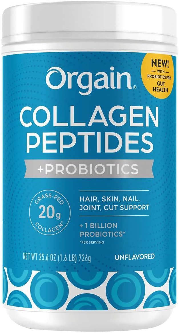 Orgain Collagen Peptides + Probiotics, Unflavored, 1.6 lbs